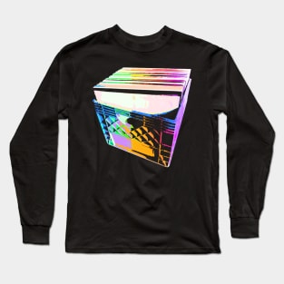 Crate of Vinyl LP Records (pop art colors) Long Sleeve T-Shirt